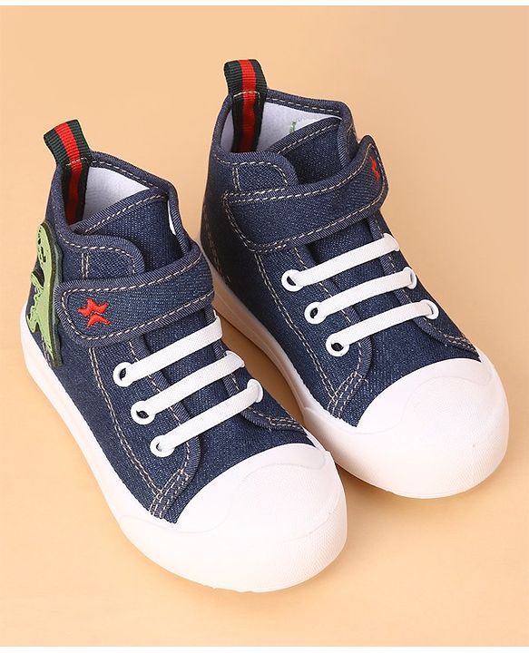 Cute Walk by Babyhug Casual Shoes With Velcro Closure Dino Patch - Navy Blue