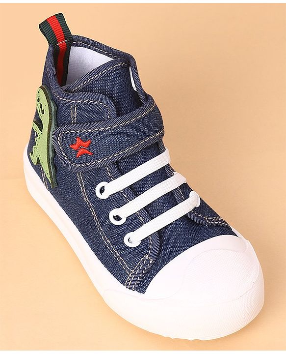 Cute Walk by Babyhug Casual Shoes With Velcro Closure Dino Patch - Navy Blue