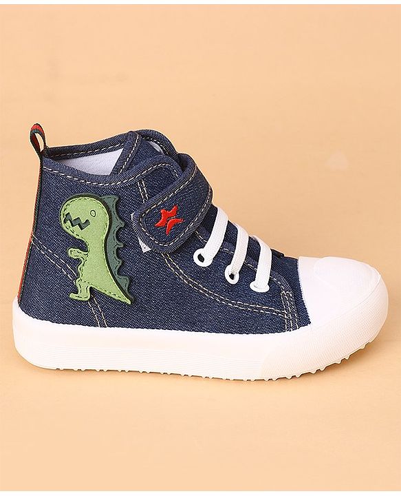 Cute Walk by Babyhug Casual Shoes With Velcro Closure Dino Patch - Navy Blue