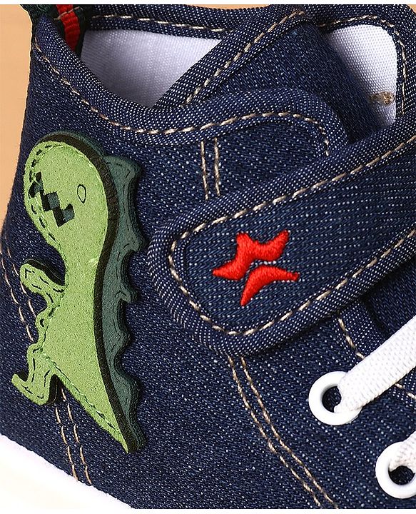 Cute Walk by Babyhug Casual Shoes With Velcro Closure Dino Patch - Navy Blue