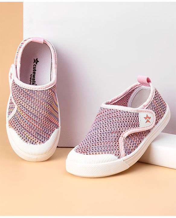Cute Walk by Babyhug Slip On Textured Casual Shoes with Velcro Closure - Pink