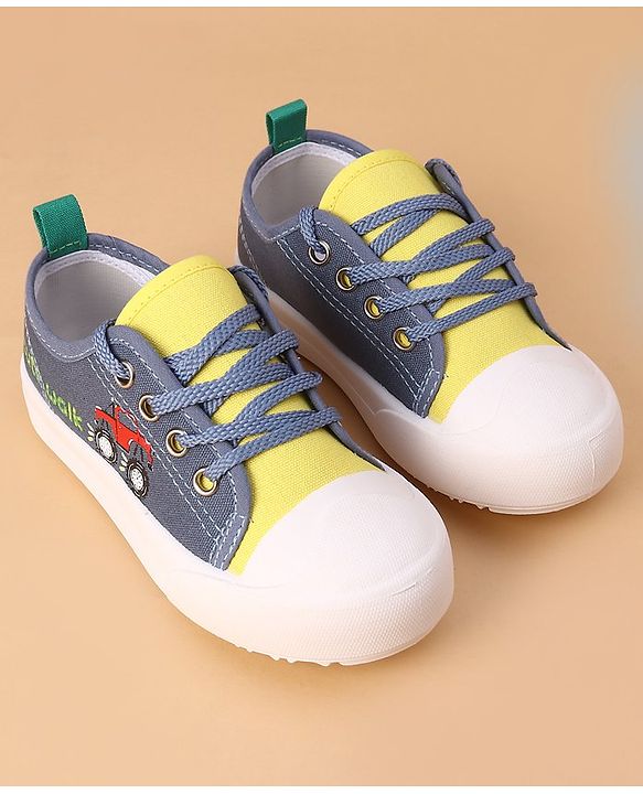 Cute Walk by Babyhug Laced Up Casual Shoes Truck Print - Blue