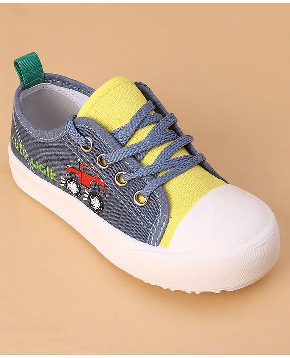 Cute Walk by Babyhug Laced Up Casual Shoes Truck Print - Blue