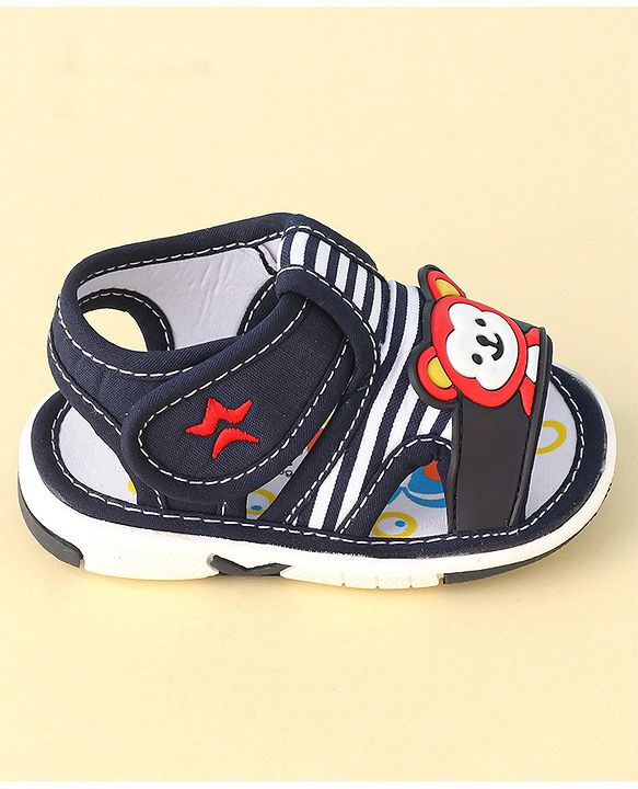 Cute Walk by Babyhug Musical Sandals With Velcro Closure & Teddy Applique - Blue