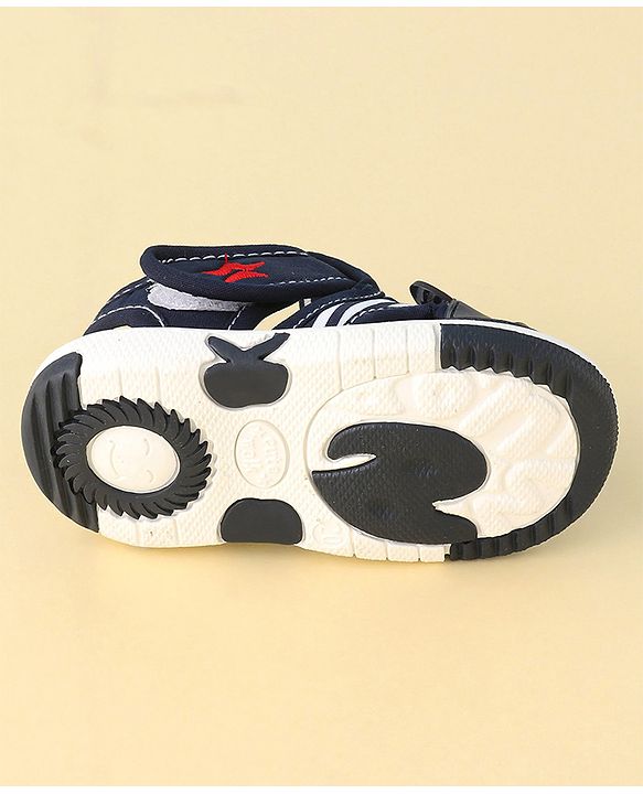 Cute Walk by Babyhug Musical Sandals With Velcro Closure & Teddy Applique - Blue