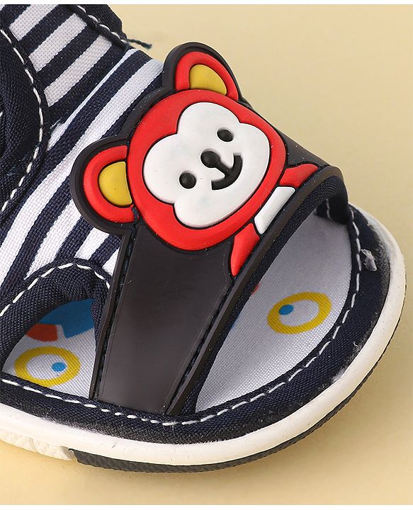 Cute Walk by Babyhug Musical Sandals With Velcro Closure & Teddy Applique - Blue