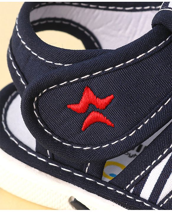 Cute Walk by Babyhug Musical Sandals With Velcro Closure & Teddy Applique - Blue