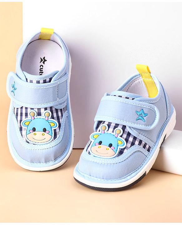 Cute Walk by Babyhug Casual Musical Shoes with Velcro Closure -Blue
