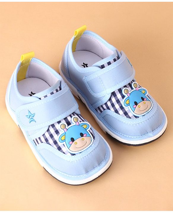Cute Walk by Babyhug Casual Musical Shoes with Velcro Closure -Blue