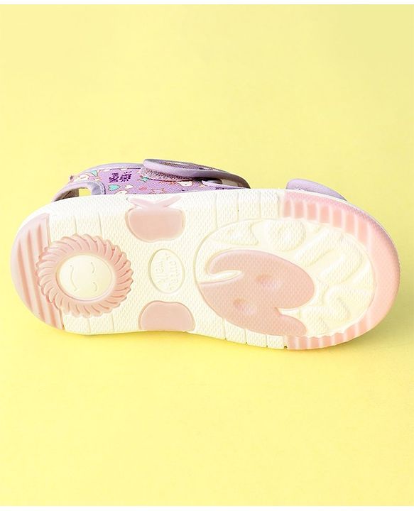 Cute Walk by Babyhug Musical Sandals With Velcro Closure Unicorn Applique - Purple