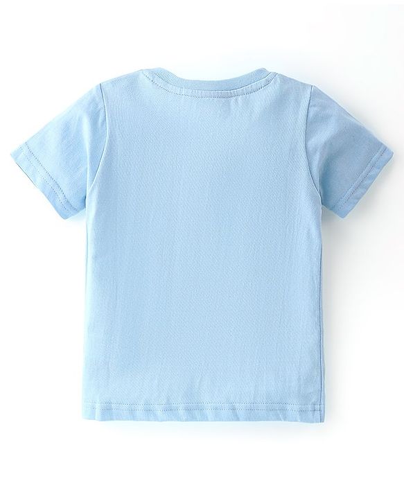 Babyhug 100% Cotton Knit Half Sleeves T-Shirt With Dino Graphics  & Striped Pack Of 3 -Blue & Orange