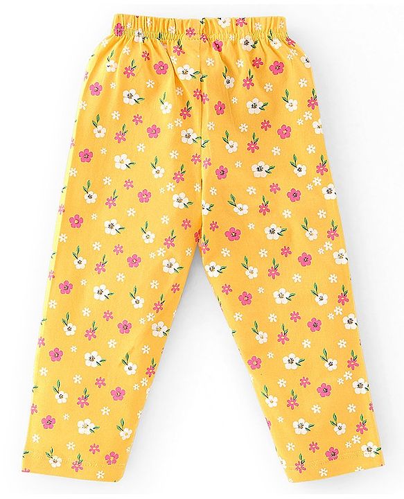 Babyhug Cotton Knit Full Sleeves Night Suit With Bird Print - Yellow