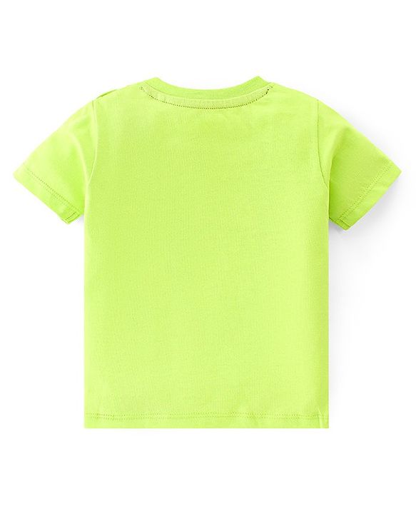 Babyhug 100% Cotton Knit Dungarees With Half Sleeves T-Shirt Dino Print -  Green & Blue