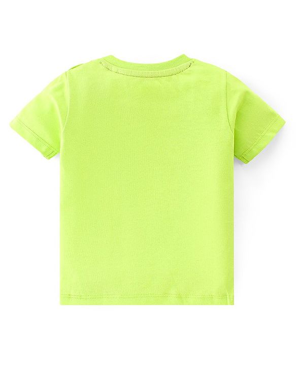 Babyhug 100% Cotton Knit Dungarees With Half Sleeves T-Shirt Dino Print -  Green & Blue