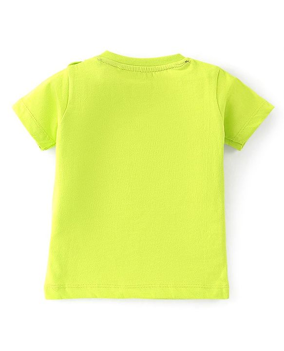 Babyhug Cotton Knit Zebra Printed Dungarees & Half Sleeves Inner Tee Set - Green & Blue