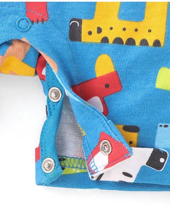 Babyhug Cotton Knit Zebra Printed Dungarees & Half Sleeves Inner Tee Set - Green & Blue