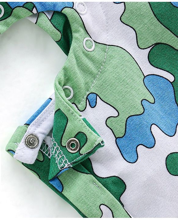 Babyhug 100% Cotton Single Jersey Knit Camouflage Printed Dungaree and Half Sleeves T-Shirt Set - Green