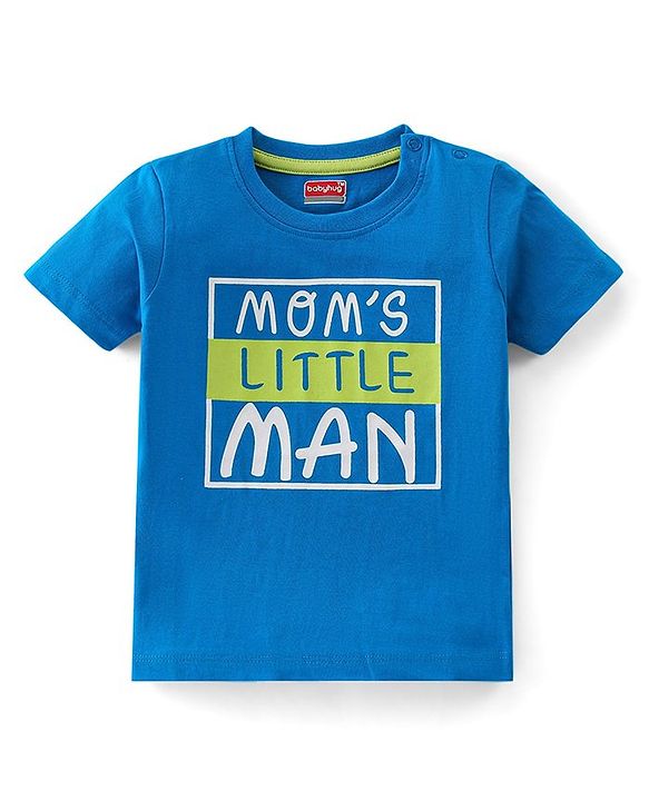 Babyhug 100% Cotton Knit Half Sleeves T-Shirt with Text Graphics - Blue