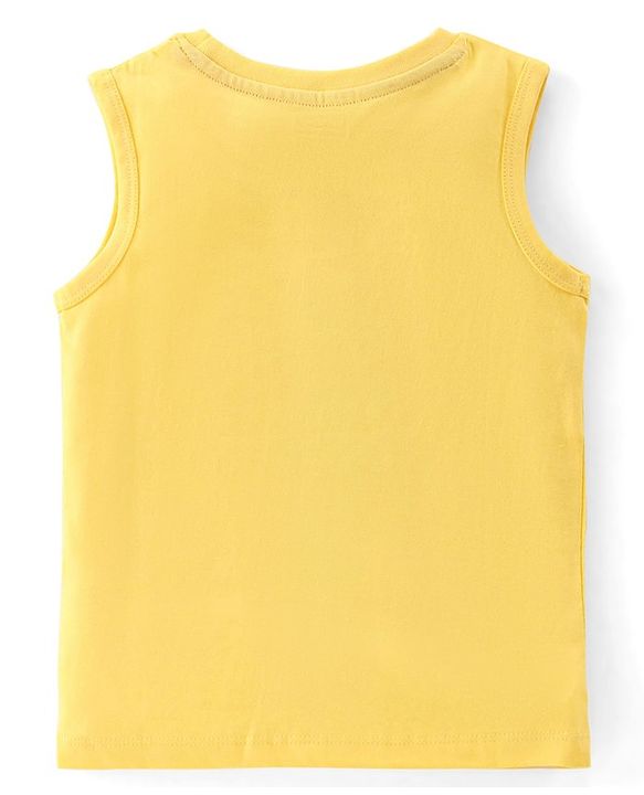 Babyhug 100% Cotton Knit Sleeveless T-Shirt Dino Graphics - Yellow