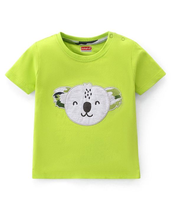 Babyhug 100% Cotton Knit Half Sleeves T-Shirt With Koala Graphics - Green
