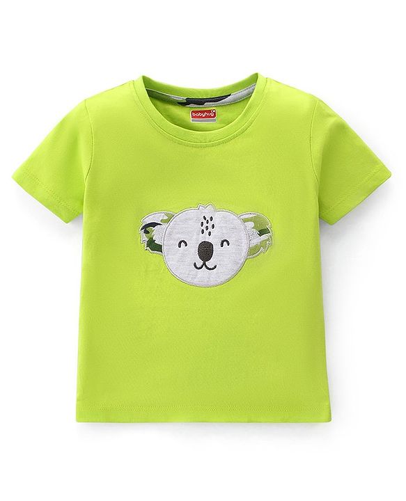 Babyhug 100% Cotton Knit Half Sleeves T-Shirt With Koala Graphics - Green