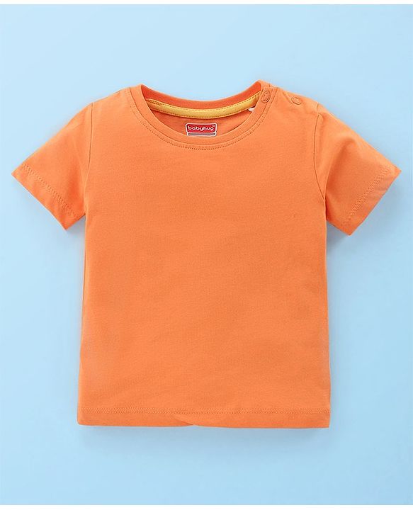Babyhug Cotton Knit Beach Printed Dungaree with Half Sleeves Inner Tee - Orange Blue & White