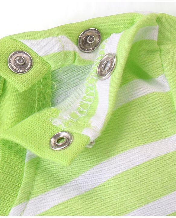 Babyhug 100% Cotton Knit Dungaree & Half Sleeves T-Shirt With Striped & Space Theme Print - Green & Blue