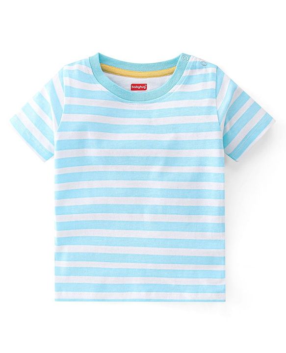 Babyhug 100% Cotton Knit Dungaree & Half Sleeves T-Shirt Set With Penguin Print - Blue & Grey