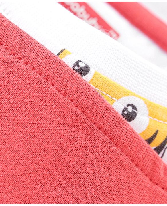 Babyhug Single Jersey Cotton Knit Dungaree with Half Sleeves Inner Tee Croc & Tiger Print - Red