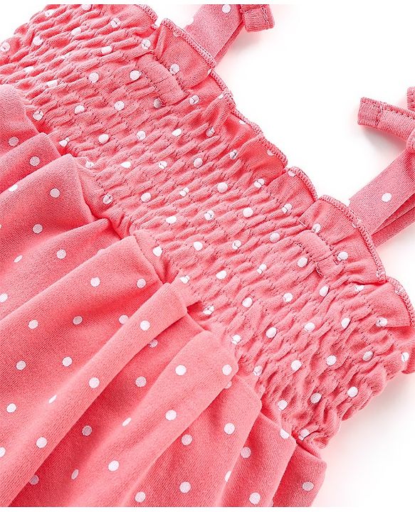 Babyhug 100% Cotton Knit Sleeveless Onesie Polka Dot Print - Pink