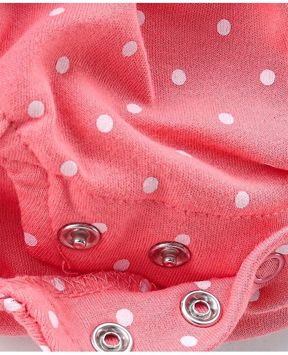 Babyhug 100% Cotton Knit Sleeveless Onesie Polka Dot Print - Pink