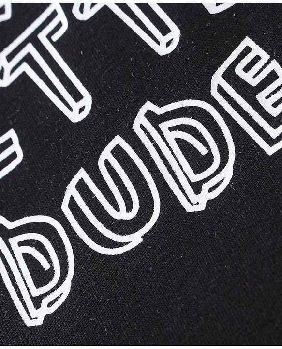 Babyhug 100% Cotton Knit Half Sleeves T-Shirt Text Graphics - Black