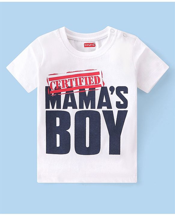 Babyhug 100% Cotton Knit Half Sleeves T-Shirt With Text Graphics - White