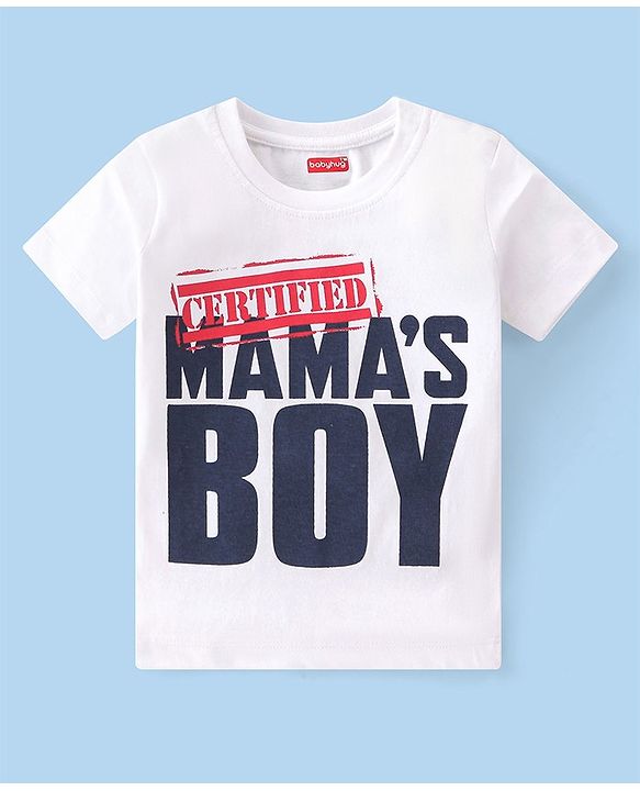 Babyhug 100% Cotton Knit Half Sleeves T-Shirt With Text  Graphics- White