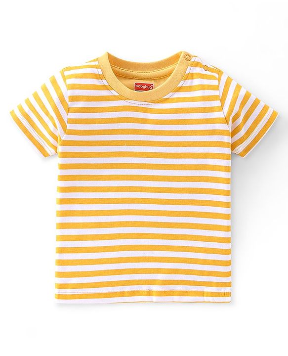 Babyhug 100% Cotton Knit Dungaree & Half Sleeves T-Shirt Set With Animals Print - Blue & Yellow