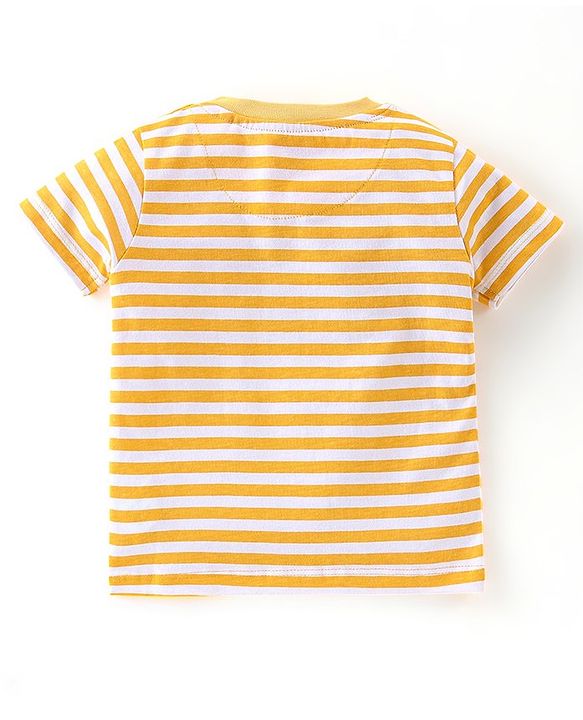 Babyhug 100% Cotton Knit Dungaree & Half Sleeves T-Shirt Set With Animals Print - Blue & Yellow