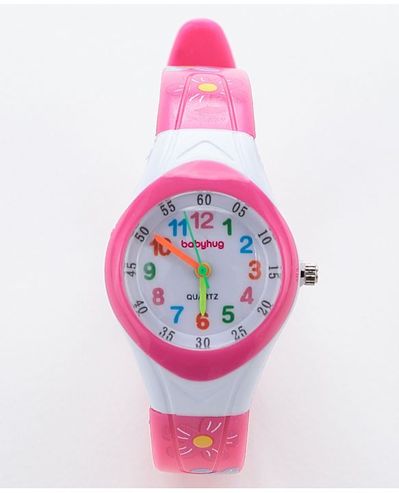 Babyhug Free Size Analog Watch with Floral Print  -  Pink