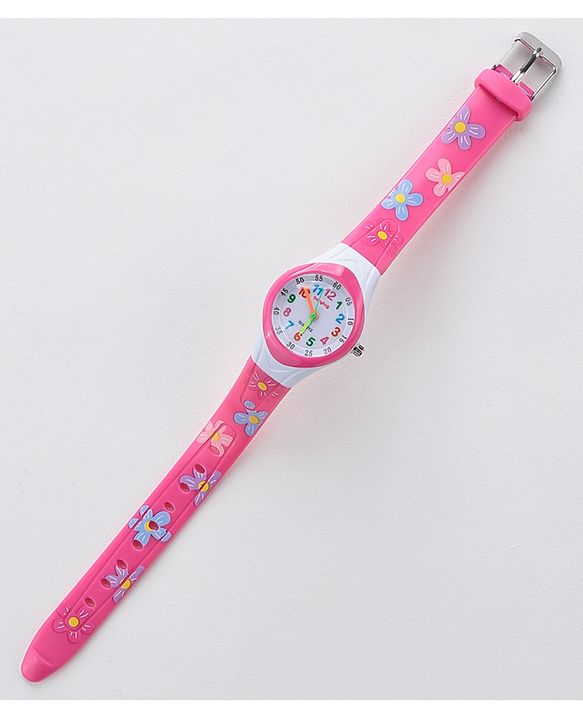 Babyhug Free Size Analog Watch with Floral Print  -  Pink