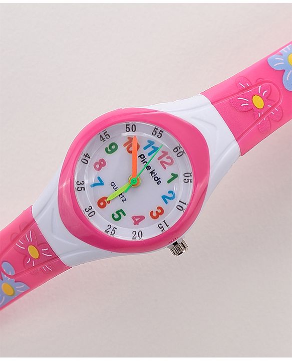 Babyhug Free Size Analog Watch with Floral Print  -  Pink