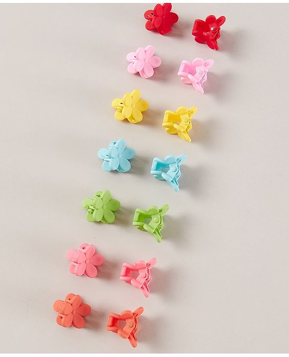Pine Kids Free Size Floral Design Hair Clips Pack of 14 - Multicolour