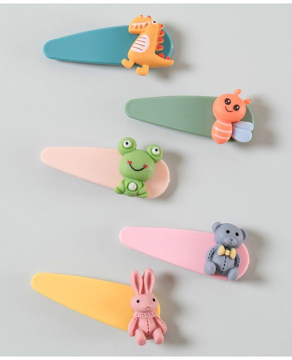 Babyhug Snap Clips Animal Design Pack of 5 - Multicolour