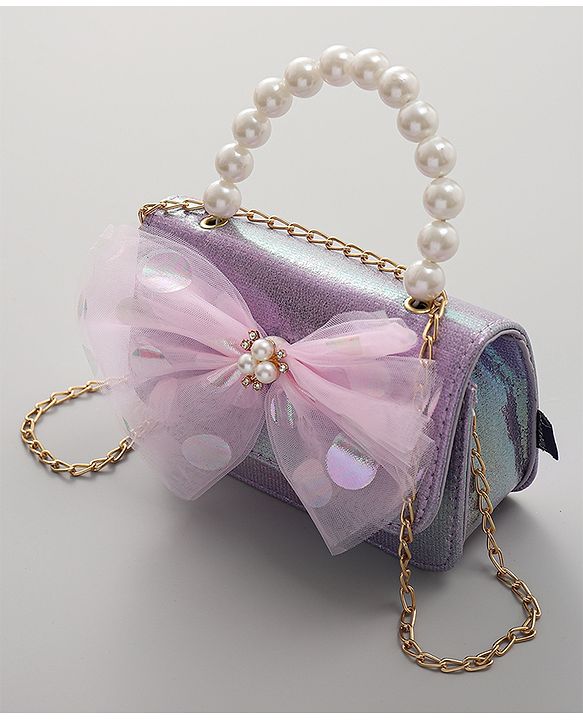 Pine Kids Sling Bag with Bow Applique  - Purple
