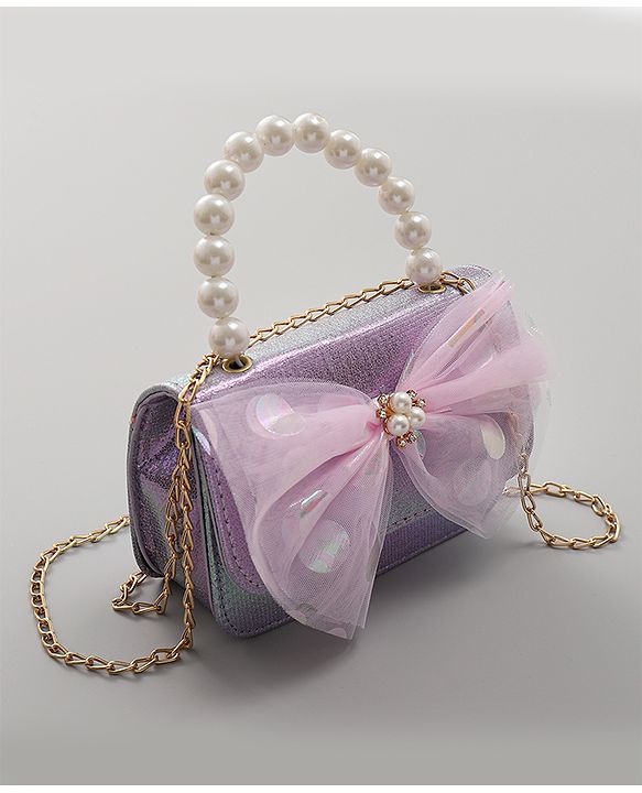 Pine Kids Sling Bag with Bow Applique  - Purple