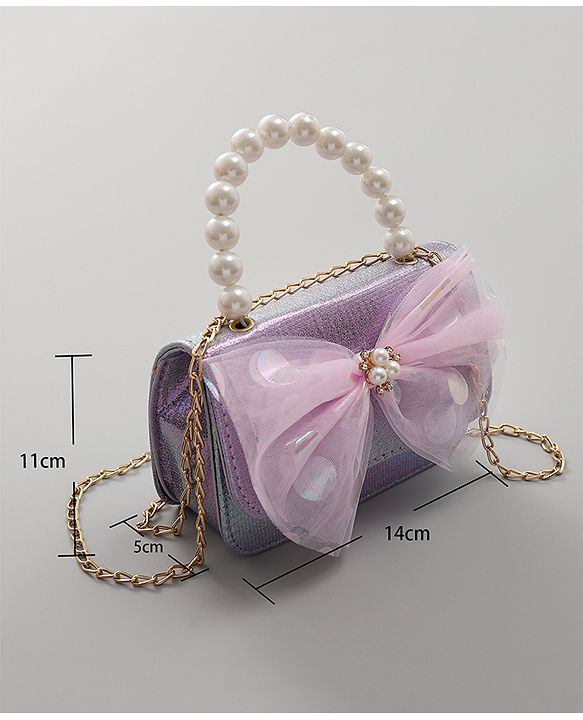 Pine Kids Sling Bag with Bow Applique  - Purple