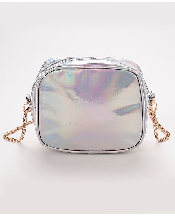Pine Kids Sling Bag With Flamingo Bird Print - Silver