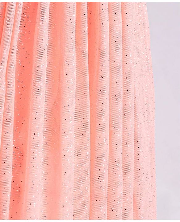 Babyhug Woven Sleeveless Party Dress with 3D Butterfly Applique - Peach