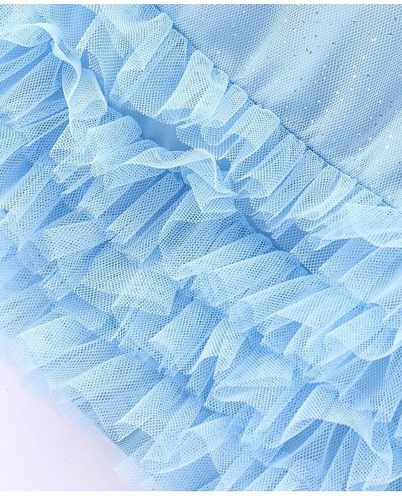 Babyhug Sleeveless A Line & Glittery Party Frock with Frill Detailing - Frozen  Blue