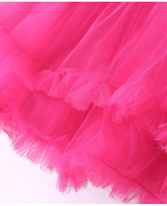 Babyhug Sleeveless Party Frock with Sequin & Frill Detailing - Fuchsia
