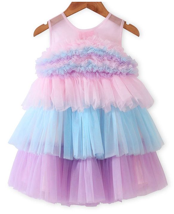 Babyhug Woven Sleeveless Tierred Party Dress  - Multicolour