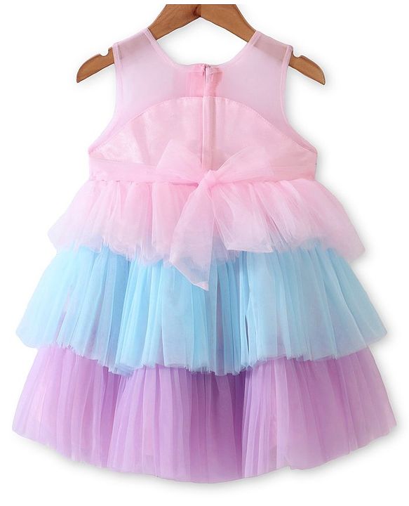 Babyhug Woven Sleeveless Tierred Party Dress  - Multicolour